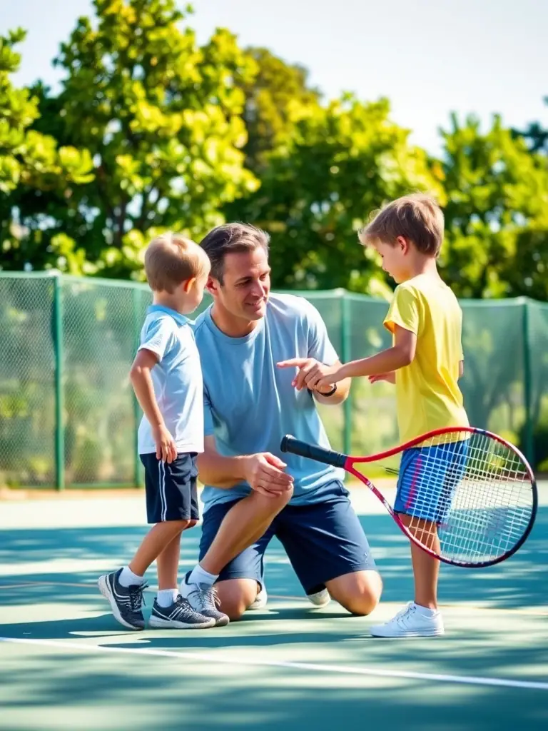 A focused image of an adult tennis player receiving personalized coaching from a certified instructor at TULLE CORREZE TENNIS.