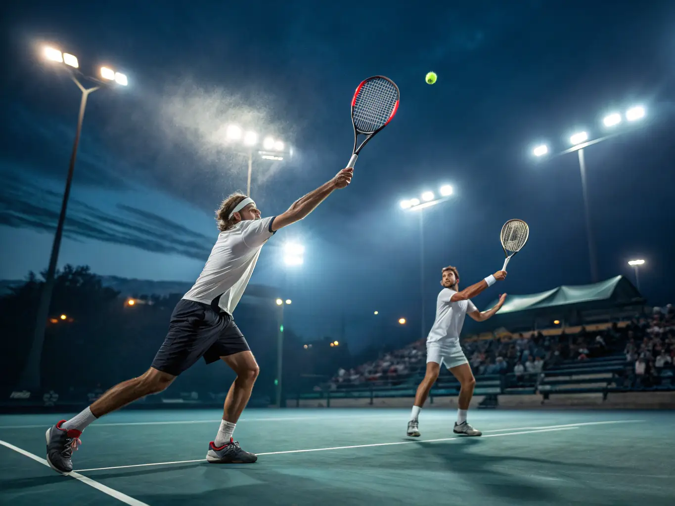 A photograph capturing the excitement of a local tennis tournament organized by TULLE CORREZE TENNIS, showcasing players competing and spectators cheering.